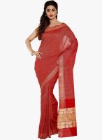 Aaboli Red Solid Saree