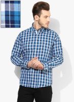 Arrow Sports Blue Checked Regular Fit Casual Shirt