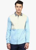 Atorse Blue Printed Slim Fit Casual Shirt