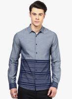 Atorse Blue Solid Slim Fit Casual Shirt