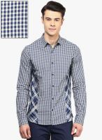 Atorse Light Blue Checked Slim Fit Casual Shirt