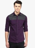 Atorse Purple Solid Slim Fit Casual Shirt