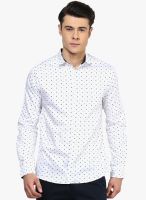Atorse White Printed Slim Fit Casual Shirt