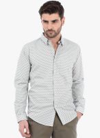 Basics Grey Printed Slim Fit Casual Shirt