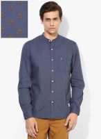 Bay Island Blue Printed Regular Fit Casual Shirt