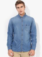 Bay Island Blue Solid Regular Fit Casual Shirt