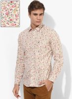 Bay Island Off White Printed Regular Fit Casual Shirt