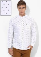 Bay Island White Printed Regular Fit Casual Shirt
