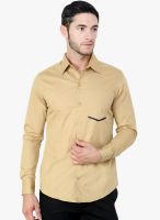 Blackbuk India Beige Solid Slim Fit Casual Shirt