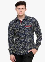 Blackbuk India Blue Printed Slim Fit Casual Shirt
