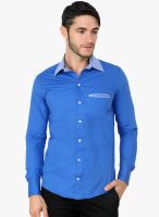 Blackbuk India Blue Solid Slim Fit Casual Shirt