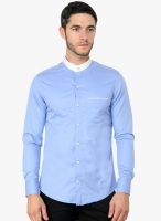 Blackbuk India Blue Solid Slim Fit Casual Shirt
