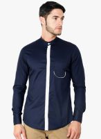 Blackbuk India Blue Solid Slim Fit Casual Shirt