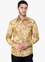 Blackbuk India Mustard Yellow Printed Slim Fit Casual Shirt Blackbuk India Mustard Yellow Printed Slim Fit Casual Shirt