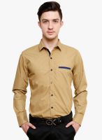 Blackbuk India Mustard Yellow Printed Slim Fit Casual Shirt