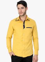 Blackbuk India Mustard Yellow Solid Slim Fit Casual Shirt