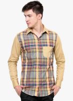 Blackbuk India Mustard Yellow Striped Slim Fit Casual Shirt