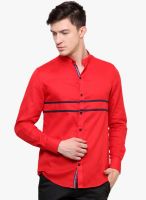 Blackbuk India Red Solid Slim Fit Casual Shirt