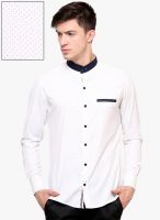 Blackbuk India White Printed Slim Fit Casual Shirt
