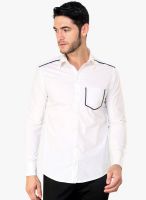 Blackbuk India White Solid Slim Fit Casual Shirt