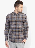 Burton Grey Checked Regular Fit Casual Shirt