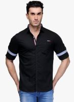 Canary London Black Solid Slim Fit Casual Shirt