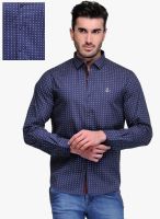 Canary London Navy Blue Solid Slim Fit Casual Shirt