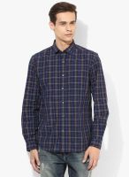 Code by Lifestyle Navy Blue Checked Casual Shirt