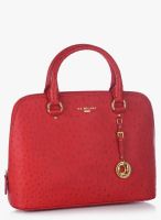 Da Milano Coral Red Leather Handbag