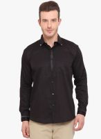Ennoble Black Solid Slim Fit Casual Shirt
