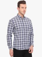 Ennoble Grey Checked Slim Fit Casual Shirt