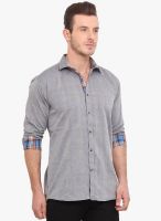 Ennoble Grey Solid Slim Fit Casual Shirt