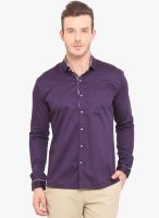 Ennoble Purple Solid Slim Fit Casual Shirt