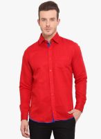 Ennoble Red Solid Slim Fit Casual Shirt