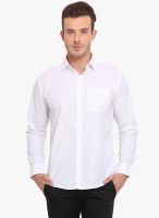 Ennoble White Solid Slim Fit Casual Shirt