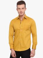 Ennoble Yellow Solid Slim Fit Casual Shirt