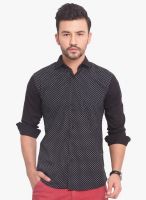 Exitplay Black Printed Regular Fit Casual Shirt