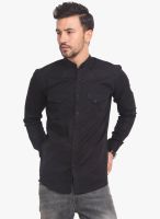 Exitplay Black Solid Regular Fit Casual Shirt