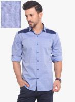 Exitplay Blue Solid Regular Fit Casual Shirt