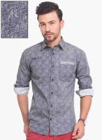 Exitplay Grey Printed Regular Fit Casual Shirt