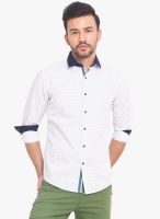 Exitplay White Printed Regular Fit Casual Shirt