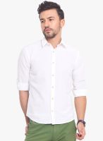 Exitplay White Solid Regular Fit Casual Shirt