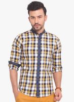 Exitplay Yellow Checked Regular Fit Casual Shirt