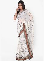 Florence White Embroidered Saree