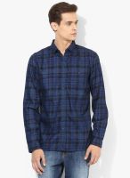 Forca By Lifestyle Navy Blue Checked Casual Shirt