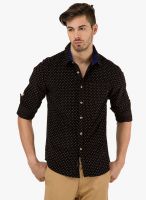 Freehand Black Printed Slim Fit Casual Shirt