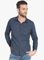 Globus Blue Printed Regular Fit Casual Shirt