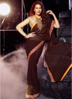 Hypnotex Coffee Embroidered Saree