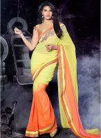 Hypnotex Orange Embroidered Saree