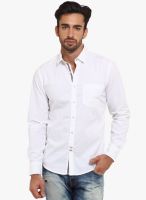I-Voc White Solid Slim Fit Casual Shirt